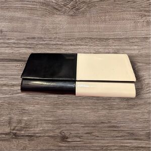 vintage patent leather geometric clutch with long Silver tone chain